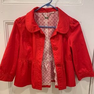 Red shell statement coat / jacket with buttons